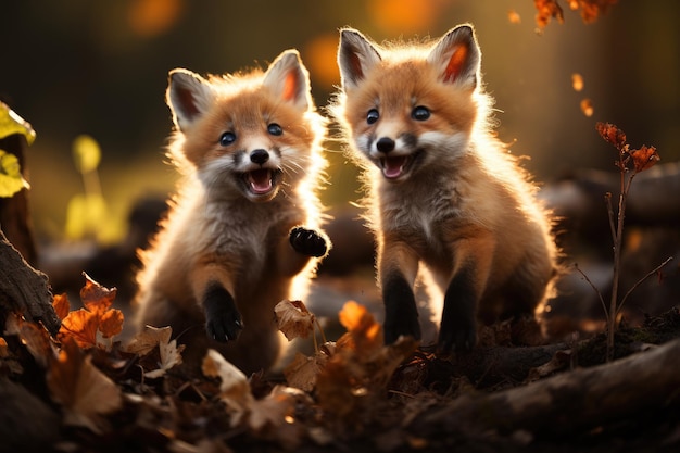 Speelse Red Fox Cubs bij het spelen