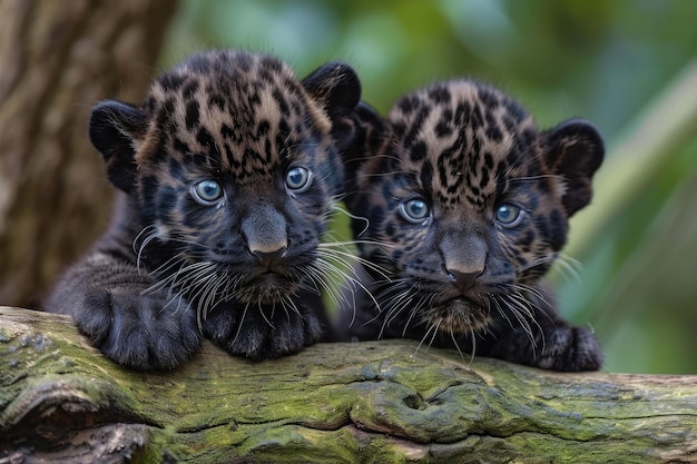 Foto speelse uitdrukkingen van pantherwelpen