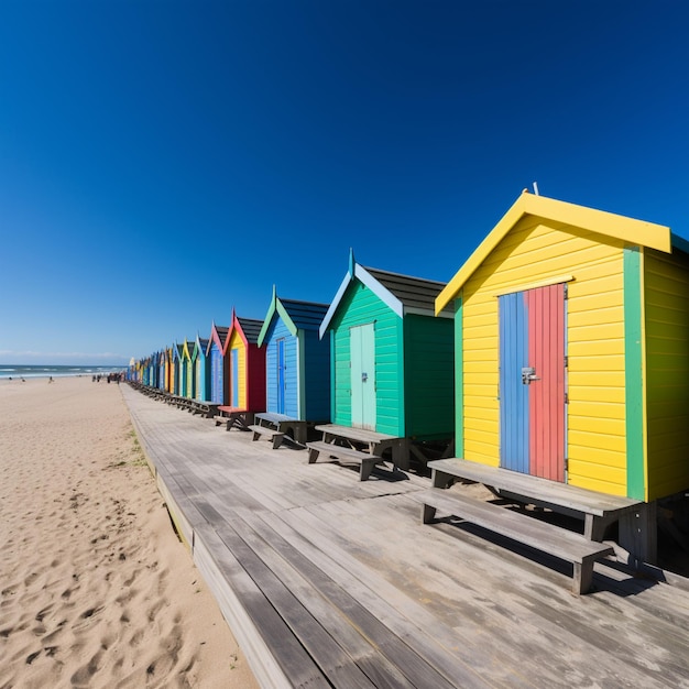 Speelse vreugde van kleurrijke strandhutten