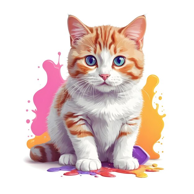 Speelzaam oranje tabby kitten met splashes van kleur