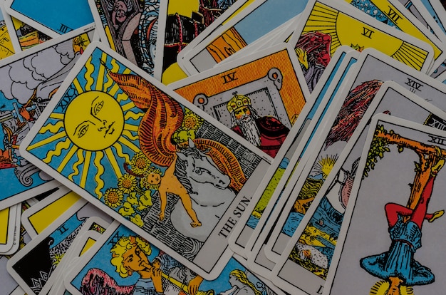 Spel kaarten Tarot Rider-Waite.