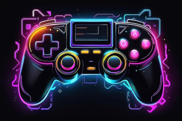 Spel op Joypad in Neon Glitch stijl