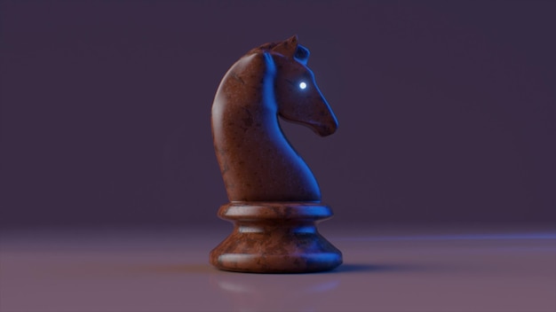 Spelconcept Donkere marmeren schaakridder 3d illustratie