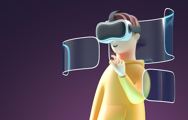 Foto spelen met virtual reality bril 3d illustratie