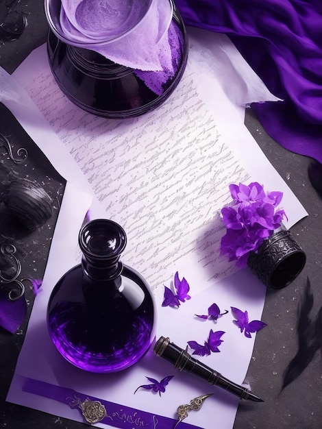 spell page with a purple potion