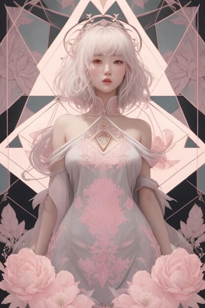 Spellbinding Enchantment Grey Short Hair and Pink Elegance