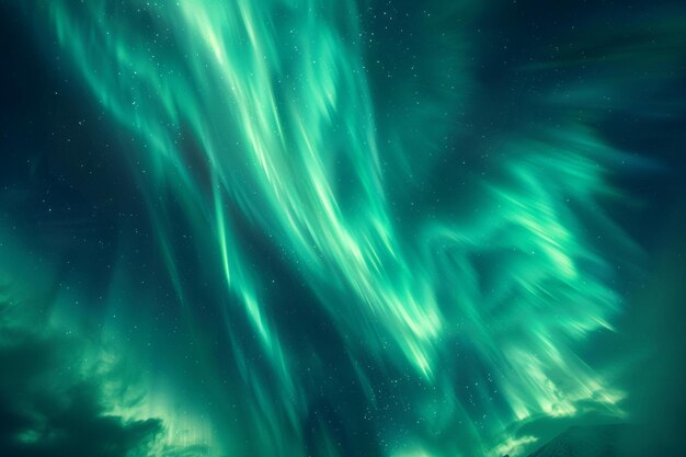 写真 魅力的な北極光が空で踊っている