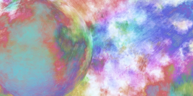 sphere background with colored scratches on scratched colored mottled background