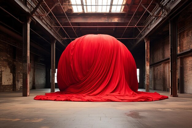 Photo sphere covered with red cloth