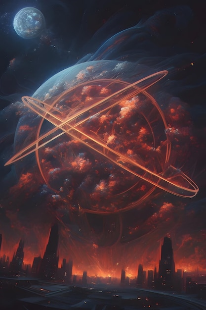 the sphere of imagination in the style of beeple saturno butto mesmerizing optical illusions cir