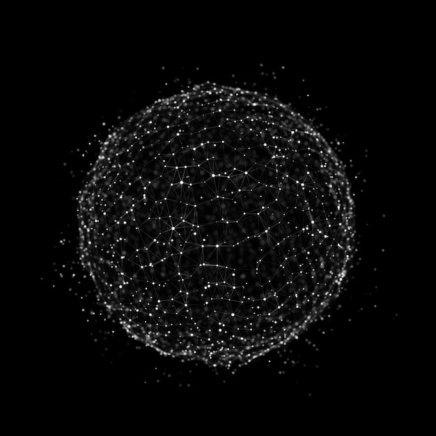 사진 점과 선으로 이루어진 구 네트워크 연결 구조 빅데이터 시각화 3d 렌더링