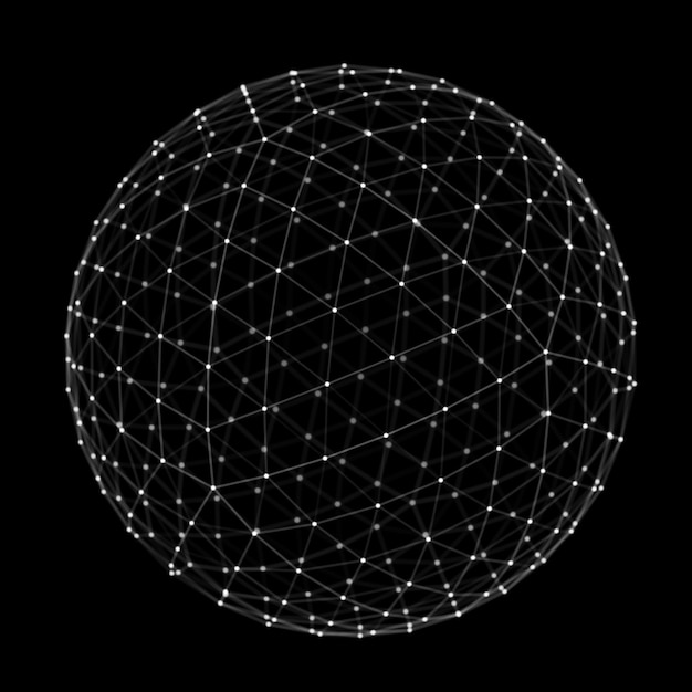 Photo sphere made up of points and lines network connection structure big data visualization 3d rendering