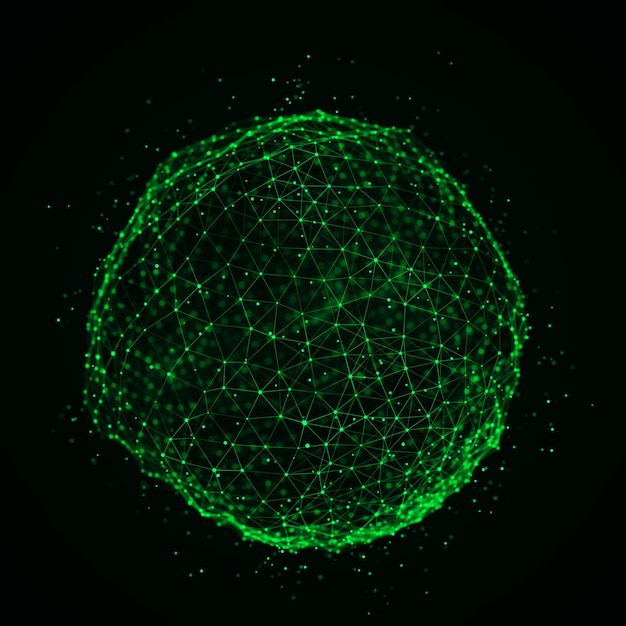 Sphere made up of points and lines Network connection structure Big data visualization 3D rendering