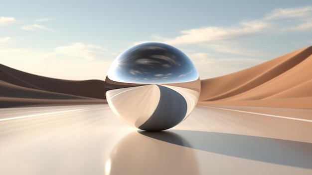 Sphere rolling on curved lane with soft shadows