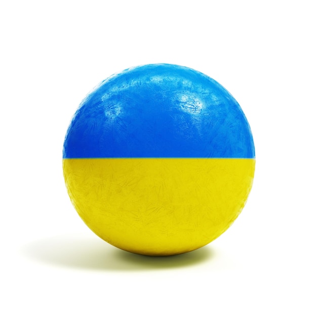 Sphere shape in Ukraine flag colors isolated on white background 3d render