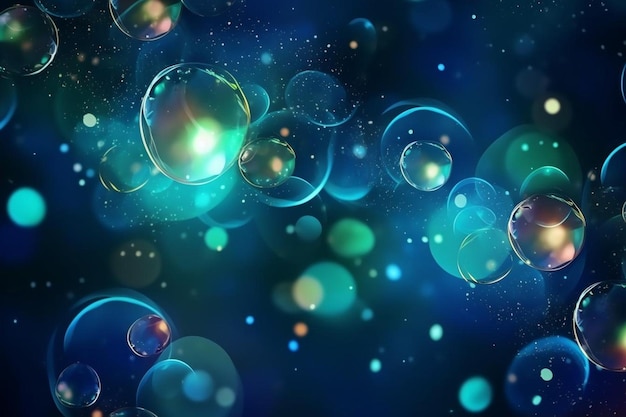 Sphere shaped bubbles on abstract colored background