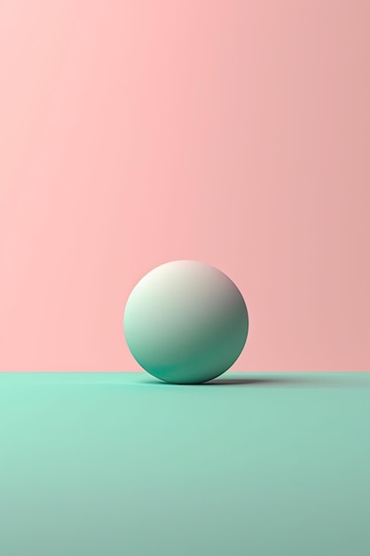 Sphere shaped object Soft pink turquoise pastel colored background Generative AI