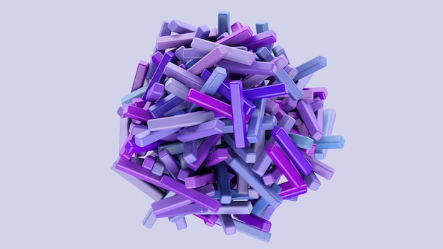 Sphere with blue and purple glossy blocks. Abstract illustration, 3d render.