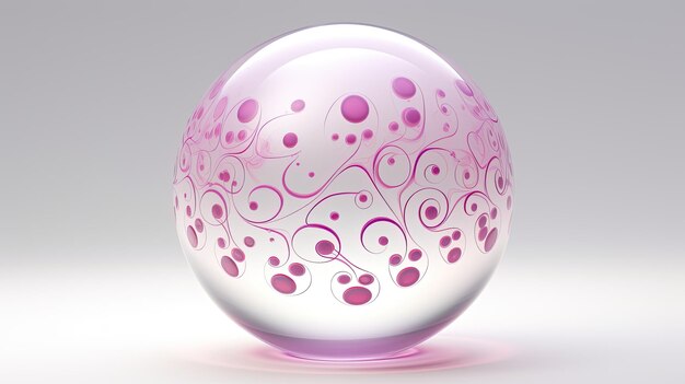 A sphere with a circular pattern in shades of purple and pink