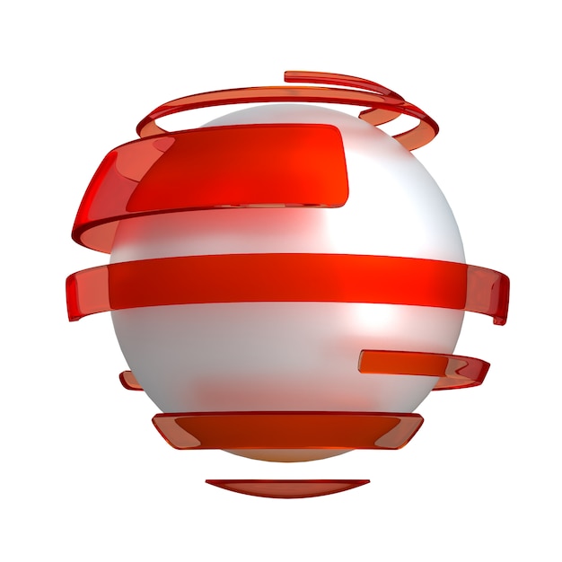 Sphere with red stripes on the isolated background