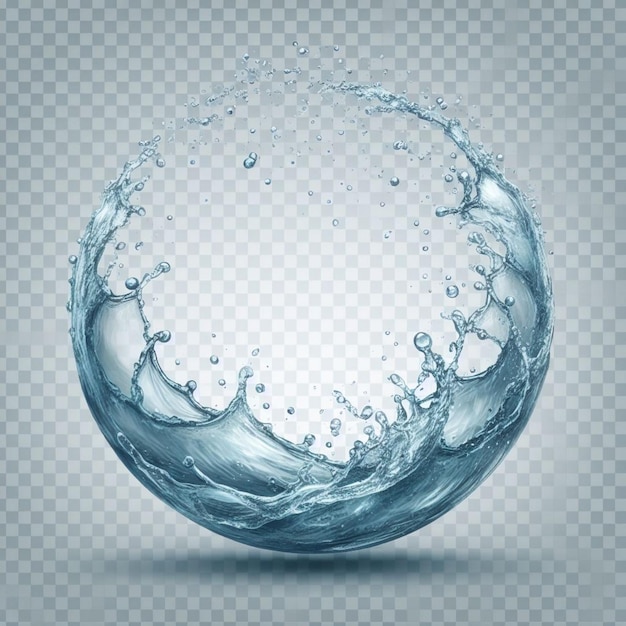 a sphere with the water splashing on it