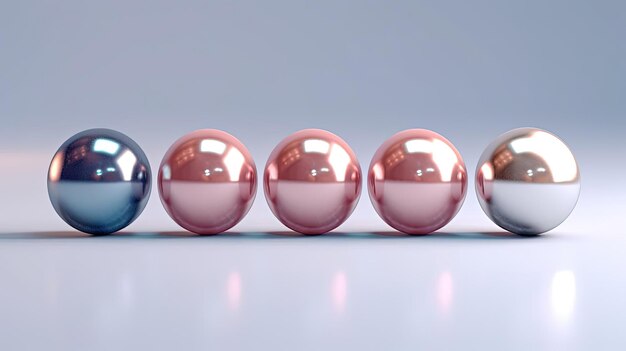 spheres arranged to look like pearls in the style of light indigo and pink