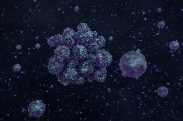 Spheres with the textured surface random distributed 3d rendering