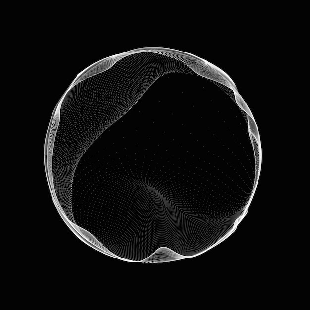 Spherical equalizer for music Round sound wave of particles Musical abstract black background 3D rendering