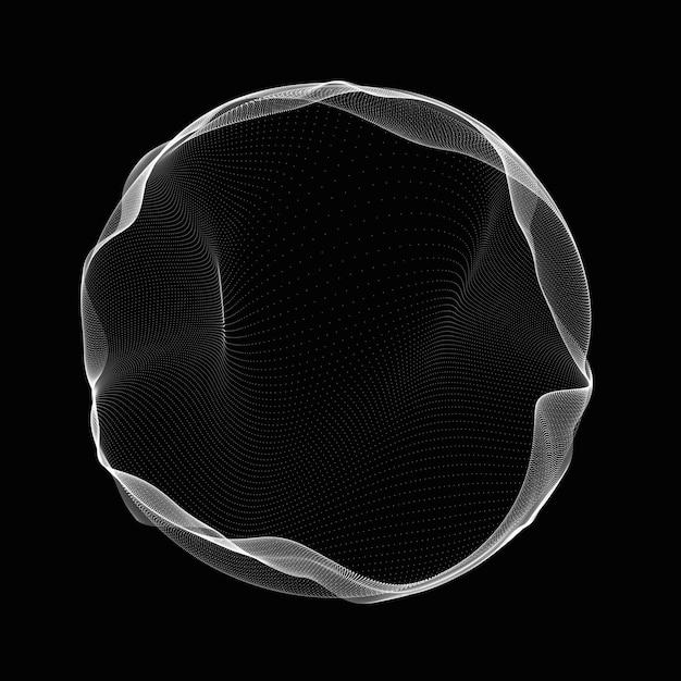 Spherical equalizer for music Round sound wave of particles Musical abstract black background 3D rendering