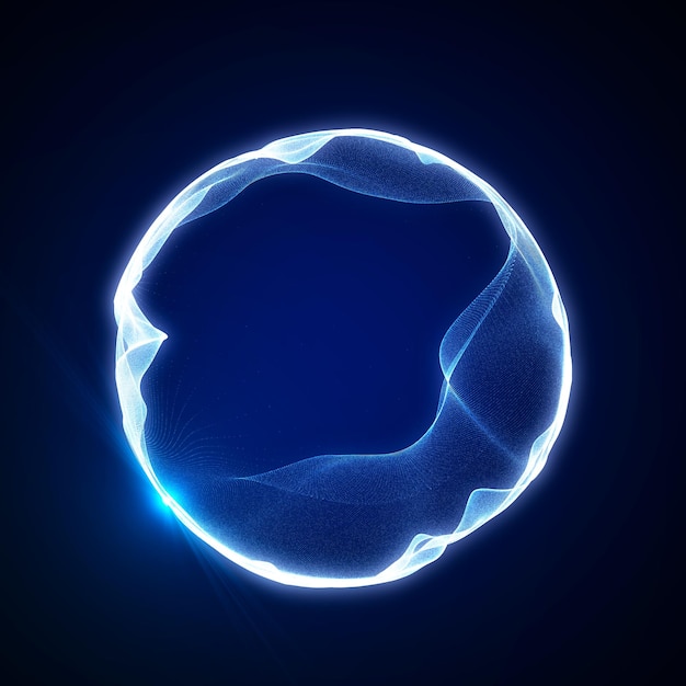 Spherical equalizer for music Round sound wave of particles Musical abstract blue background 3D rendering