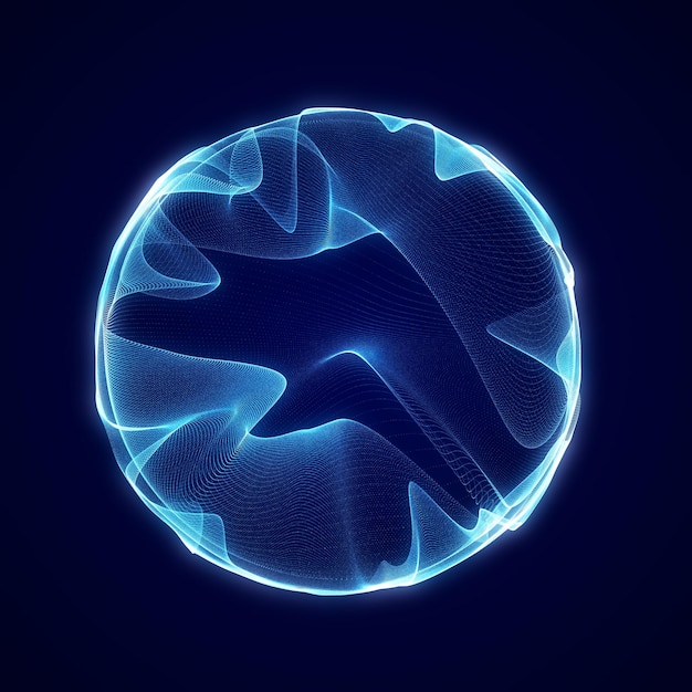 spherical equalizer for music round sound wave of particles musical abstract blue background 3d rendering
