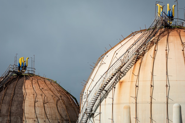 Spherical Natural Gas Tank in the Petrochemical Industry in daylight