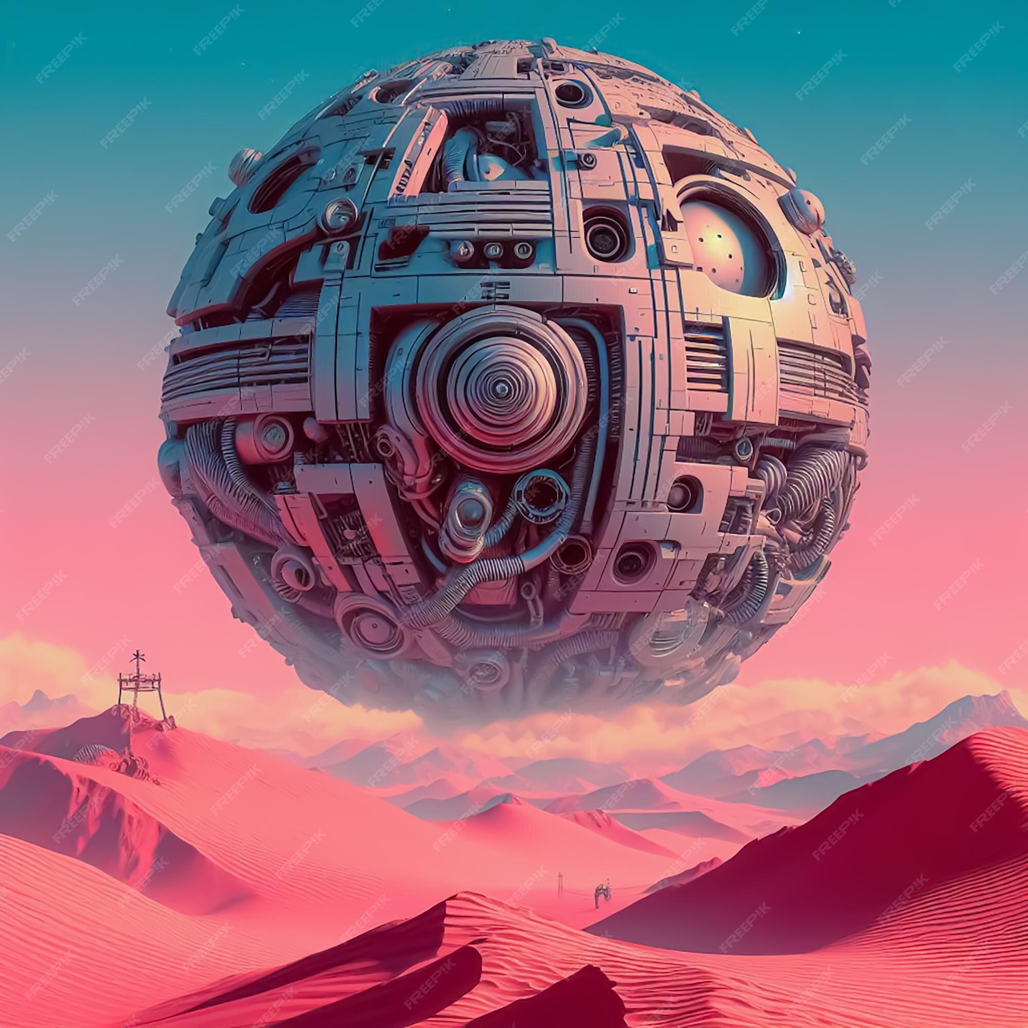 premium-photo-a-spherical-spaceship-over-the-desert-an-illustration