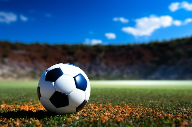 Сферический спортивный мяч спокойно лежит на траве