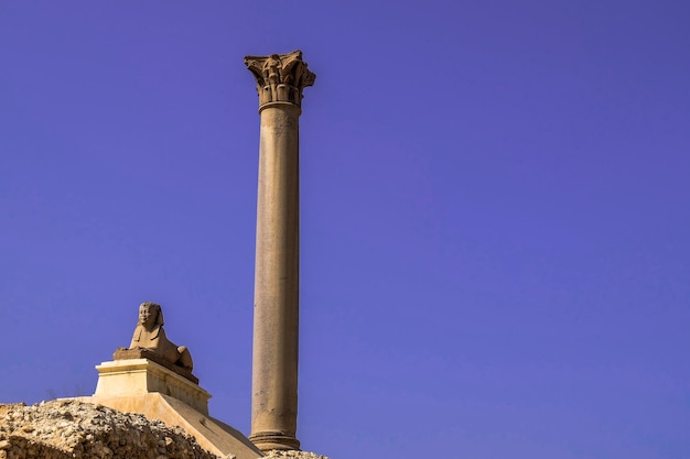 Sphinx and Pompeys Pillar in Alexandria Egypt