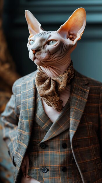 Photo sphynx cat in trendy outfit