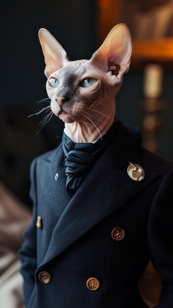 Photo sphynx cat in trendy outfit