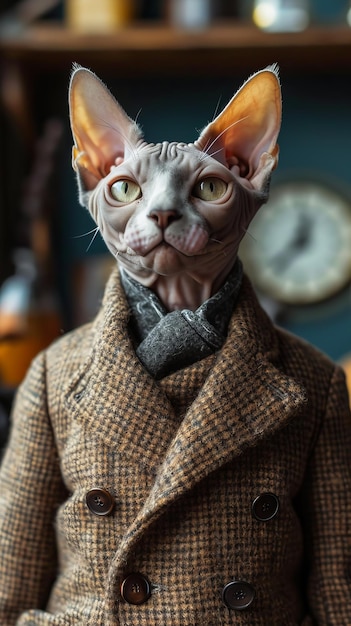 Sphynx Kat in een trendy outfit