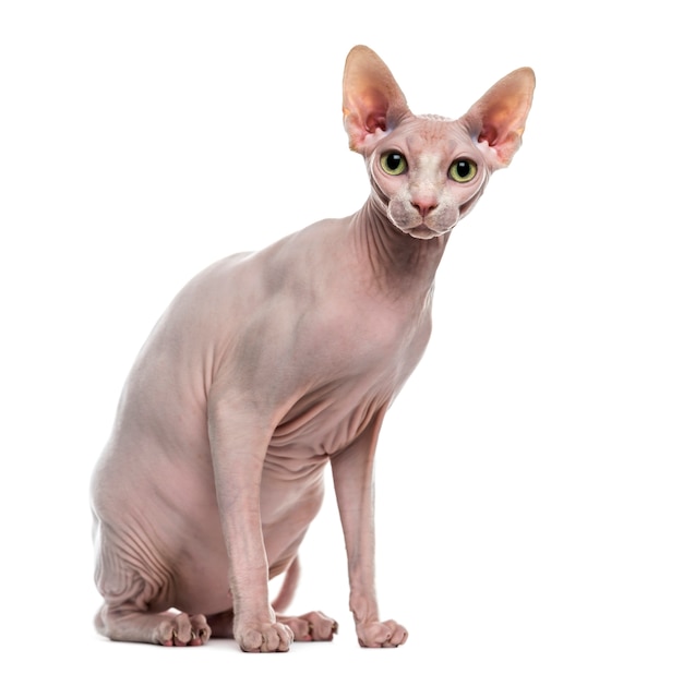 Sphynx voor een witte muur