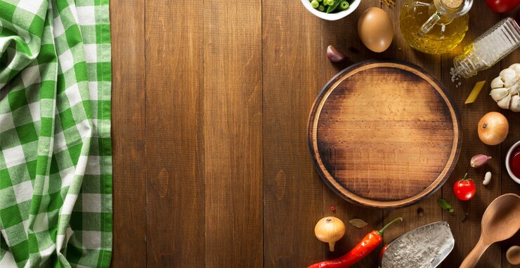 Photo spice and herbs ingredients at wooden table