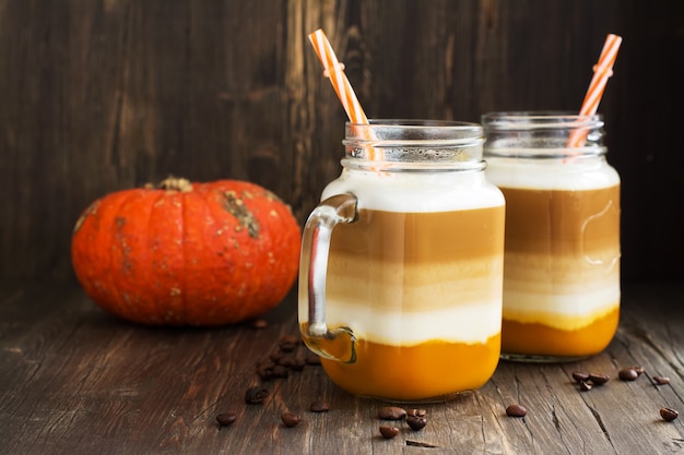 Spice pumpkin latte with pumpkin puree