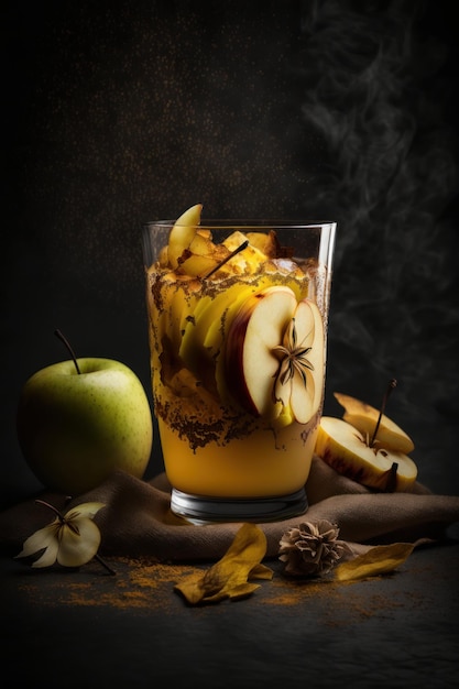 Spiced apple drink with sliced apple garnish Illustrator AI Generative