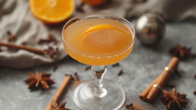 Spiced sidecar cocktail drink