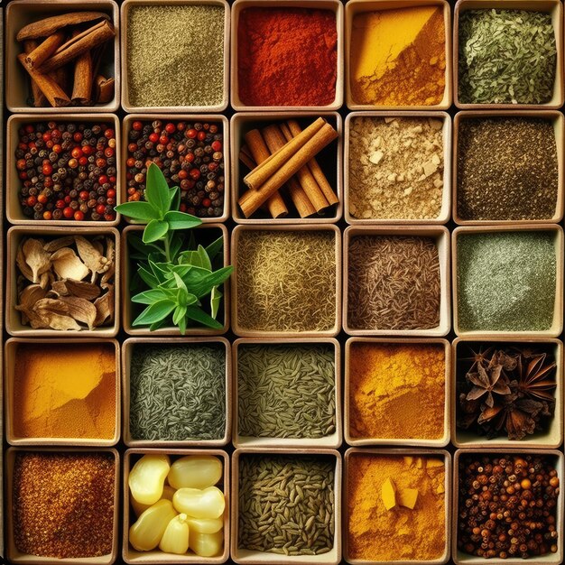 Spices aromatic flavorings colroful art shot