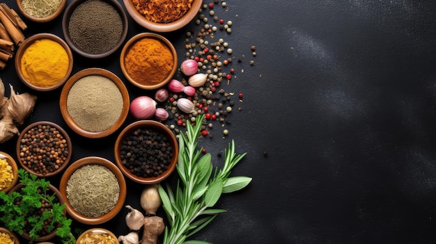 Photo spices background flavorful spices spices and herbs