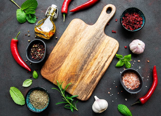 Spices on a black background