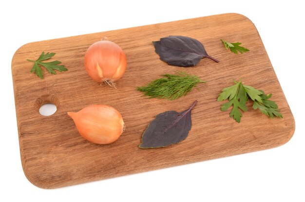 Spices on a cutting board