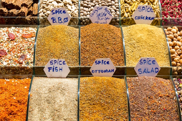 Spices on the Egyptian market in Istanbul, Turkey.