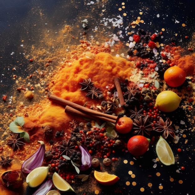 spices falling from above