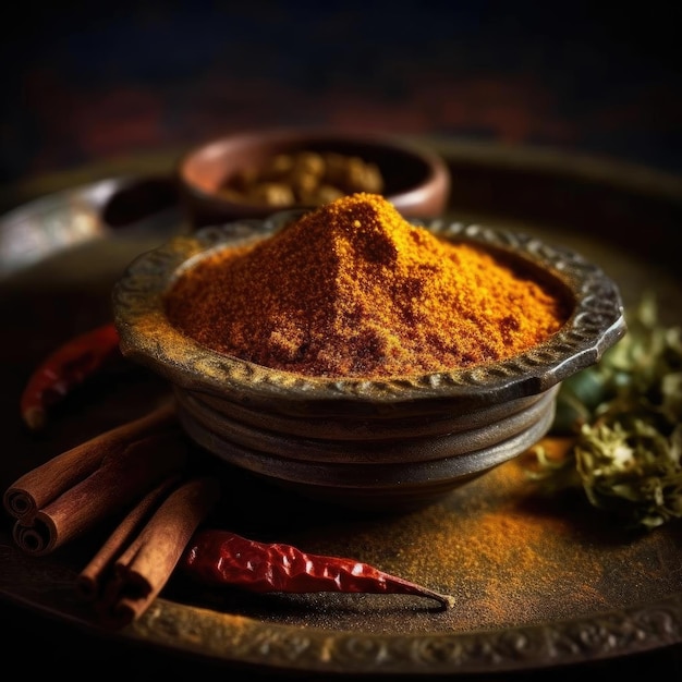 Spices and herbs on dark background food and cuisine ingredients